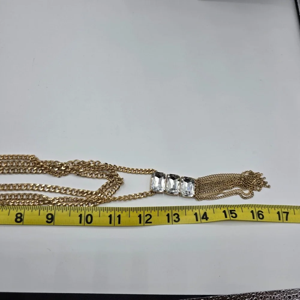 Womens Multi Strand Gold Tone‎ Womens Necklace Fringe Long Pendant 34